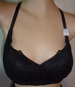 34 Small (D-DD) victoria's secret pink padded push up bralette racerback black - Picture 1 of 1