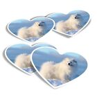 4x Heart Stickers - Samoyed Fluffy White Dog Puppy #12673