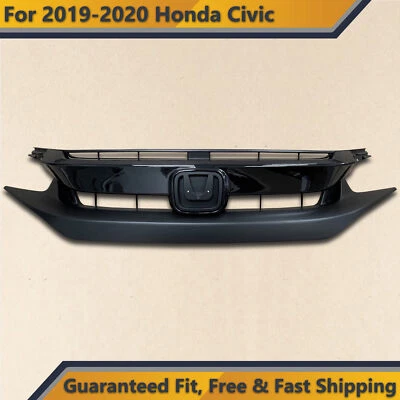 Upper Bumper Grille Assembly Replacement For 2019 2021 Honda Civic Black Factory - Image 1 of 4