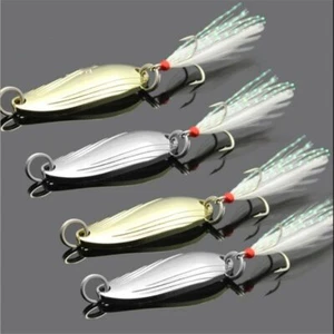 New Savage Silver & Gold Fishing Spoon Lure Feather Gear Pike Perch Hard Sea LRF - Picture 1 of 5
