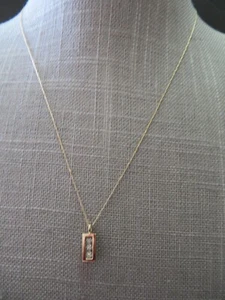 14K Solid Gold Diamond Pendant w/ 17" 14k Dainty Chain Necklace - Picture 1 of 9