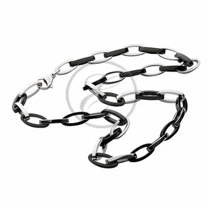  Edelstahl Halskette schwarz - silber Kette Glied Designer Halskette - Bild 1 von 1