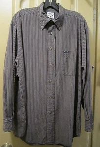 CAMISA DE VESTIR A RAYAS TALLA L FACONNABLE PARA HOMBRE MARRÓN AZUL TOSTADO, DISEÑADA EN FRANCIA, GUC - Imagen 1 de 10