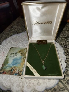 NIB KREMENTZ 14K GOLD OVERLAY GENUINE JADE NECKLACE W PAPERWORK #165 - Picture 1 of 9