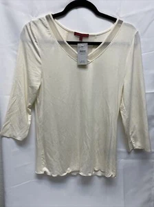 Buckle Vanilla V Neck Mesh Back Top NWT 3/4 Sleeve Blouse  - Picture 1 of 2