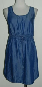 Ann Taylor Loft Lyocell Blue Jean Chambray Sleeveless Drawstring Shirt Dress XS - Picture 1 of 5