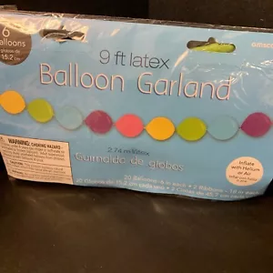 9 Ft Latex DIY Balloon Garland 20 Balloons 6” Pink, Yellow, Green, Blue, Purple - Picture 1 of 1