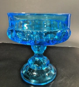 Vintage Indiana Glass Kings Crown Compote Colonial Blue 5" Tall READ - Picture 1 of 10