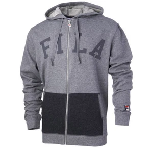 Felpa con cappuccio e zip intera FILA uomo XL 46-48 Gym Rat grigio e nero **NUOVA** - Foto 1 di 6