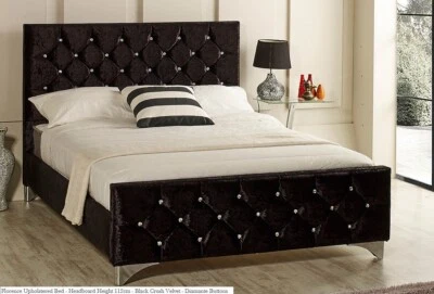 ESUPASAVER Florence Bed Frame Upholstered in Chenille or Crushed Velvet Fabric - Made in UK