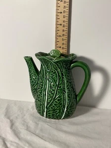 Green cabbage design tall teapot with lid Japan 6” - Picture 1 of 5