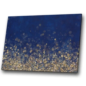 Abstract Canvas Print Framed Wall Art Photo Picture Blue Navy Yellow Gold Cool - Picture 1 of 4