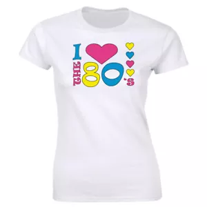 I Love The 80's Classic with Heart Image T-Shirt for Women - Picture 1 of 2