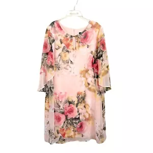 Connected Apparel Petites Women's Printed Floral Sheath Dress Red SZ 12P - Picture 1 of 11