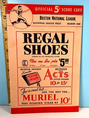 1940 Boston Braves Baseball Program vs Reds Unscored HIGH GRADE🔥 - Image 1 of 4