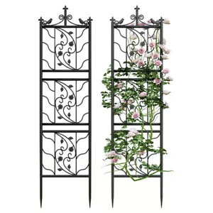 2x Large Tall Metal Garden Trellis Fence Plant Climbing Aid Lattice Outdoor Yard - Picture 1 of 12