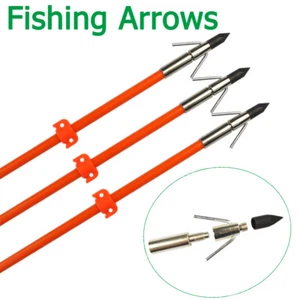 6X Bowfishing Arrows Archery Fish Hunting Safe Slide Tips Fiberglass Shaft - Picture 1 of 6