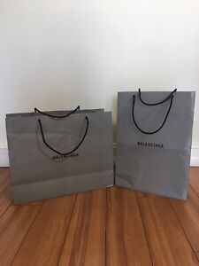 2 BALENCIAGA Paper Retail Store Shopping Bags 14”x 17” /18”x12”