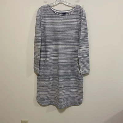 Gap Small Maternity Dress French Terry Gray Striped Cotton Blend Zip Pocket - Image 1 of 4