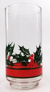 Libbey Holly and Berries Glass Tumbler 12oz Vintage Christmas Holiday - Picture 1 of 21