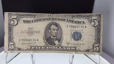 🔥U.S. SILVER CERTIFICATE $5 DOLLAR SERIES 1953 B - F75960134A - CIRCULATED🔥 - Image 1 of 4