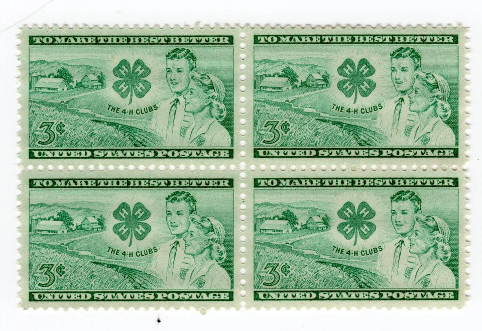 Scott #1005 4-H Clubs Block of 4 Stamps - MNH - Image 1 of 1
