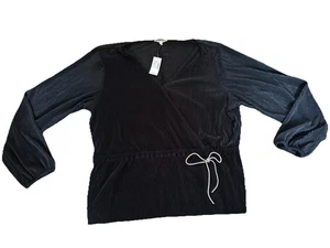 Maurice's schwarzes Damen-Top Shirt mit silbernen Schleifenakzenten neu mit Etikett XXL plus UVP 39,90 $ - Bild 1 von 4