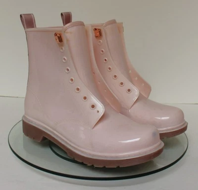 Bota de lluvia Michael Kors para mujer talla 7 rosa suave con logotipo con cordones Combat Tavie *Sin cordones Foto 1 de 4