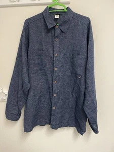 Camicia uomo Patagonia grande blu outdoor canapa maniche lunghe bottoni usata - Foto 1 di 10