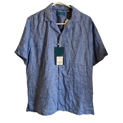 NEW Ike Behar Blue Linen Rayon Blend Button Down Shirt Size Small MSRP $65 - Image 1 of 4
