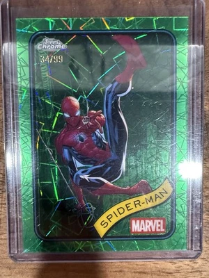 2025 Topps Chrome Marvel  Spiderman  Green Lazer Refractor  /99 - Image 1 of 2