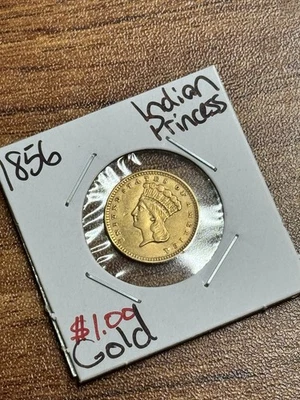 1856 $1 One Dollar Indian Princess Head U.S. Gold Type Coin (Raw18116) - Image 1 of 2
