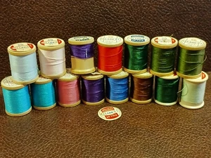 Clark's O.N.T. Thread Boilfast Mercerized 100% Poly 15 New & Partial Wood Spools - Picture 1 of 15