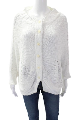 Cárdigan suéter blanco con botones manga 3/4 tejido de algodón para mujer Inhabit talla 1 Foto 1 de 4
