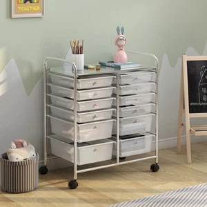 12 Storage Drawer Rolling Cart Studio Organizer Bins Scrapbook Paper Office - Picture 1 of 10