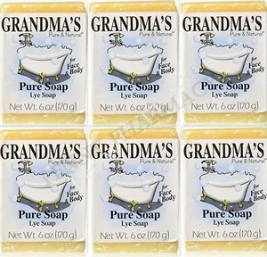 Grandma's Lye Soap Pure & Natural 6oz Bar Unscented ( 6 pack ) - Picture 1 of 4