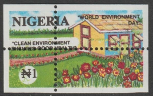 55483 - NIGERIA 1993 ENVIRONMENT DAY 1N with MISPLACED PERFORATIONS ERROR mnh - Picture 1 of 2