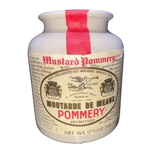 Vintage 1960s Pommery Moutarde de Meaux Mustard Crock with Original Labels 4.5" - Picture 1 of 6