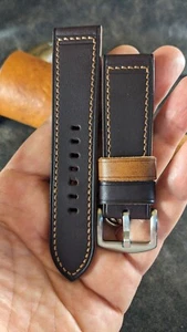 Handmade Watch Strap. Dark Brown Watch Band. 22mm 24mm 26mm leather watch strap. - Picture 1 of 12