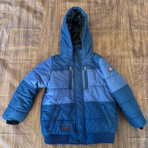 Boys Ben Sherman Puffer Jacket Size 4 Blue & Navy Parka Coat - Picture 1 of 8