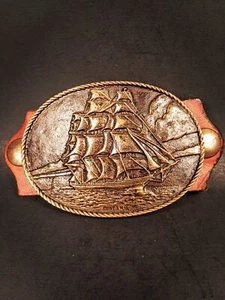 Vintage 1970s Solid Brass Clipper Ship Belt Buckle Heritage Mint LTD - Bild 1 von 13