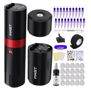 Mast Flip2 Wireless Tattoo Kit 2 Batteries 7 Adj Strokes Cartridges Ink complete - Picture 1 of 9