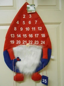 Large vintage Santa Gnome Calendar cloth Christmas Decoration NWT 🎅 24.5X15.5'' - Bild 1 von 9