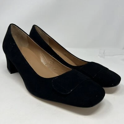 Talbots Women’s Size 8.5B Black Suede Pump Comfort Career Block Heels Approx 2” - Image 1 of 4