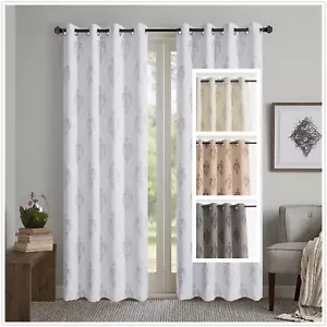 un par de anillos top jacquard blackout con lazos traseros 72" 90" caída - Imagen 1 de 35
