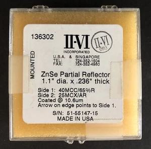 II-VI ZnSe Partial Reflector - 1.1" x .236" - (51-55147-15) - Mounted - Picture 1 of 1