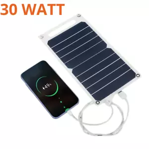 PANNELLO SOLARE USB 5V 30W CARICABATTERIA SOLARE PORTATILE POWER BANK CAMPEGGIO - Foto 1 di 9