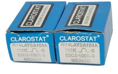 LOT OF 2 NIB CLAROSTAT RV4LAYSA104A POTENTIOMETERS 53C2-100K-S - Image 1 of 3