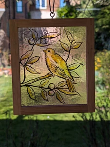Antique Stained Glass Natural History Study Ornithological Songbird #05 - Picture 1 of 3