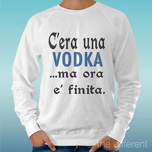FELPA UOMO LEGGERA SWEATER BIANCO " C'ERA UNA VODKA " ROAD TO HAPPINESS - Bild 1 von 1